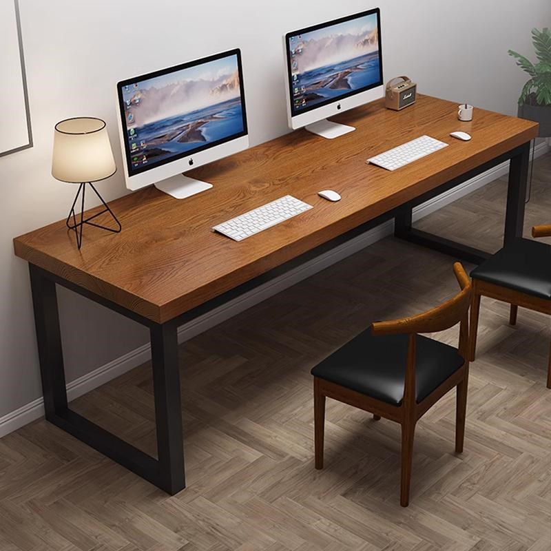 实木电脑桌书桌学生台式写字办公桌卧室家用现代简约双人电竞桌子