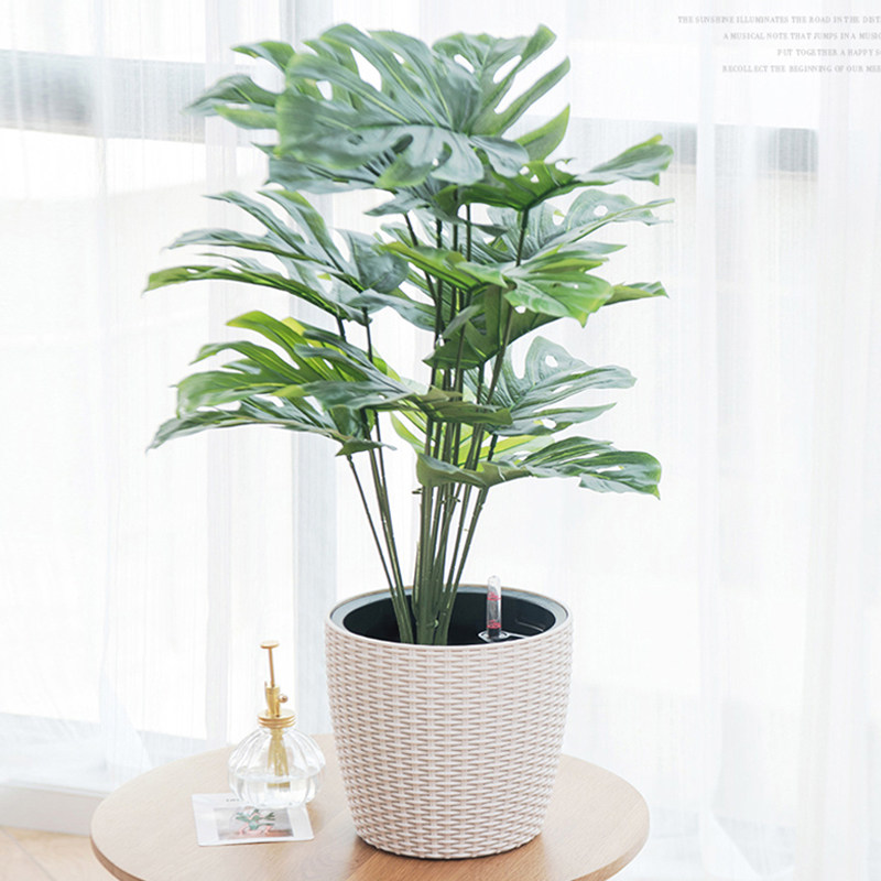 懒人花盆自动吸水塑料仿藤编小中大号室内创意简约风现代落地花盆