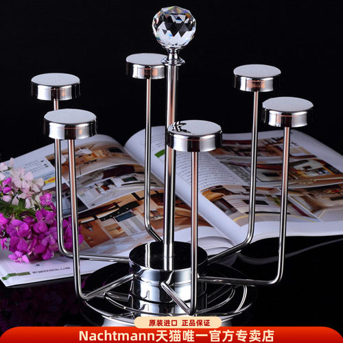 创意不锈钢水杯架时尚茶杯水杯架 6头旋转倒挂杯架 沥干架 水杯架