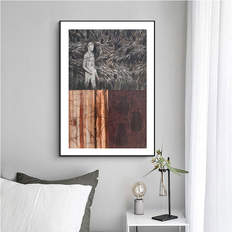 简约现装饰画客厅餐厅玄关橱柜摆件饰品轻奢抽象人物几何挂画图片