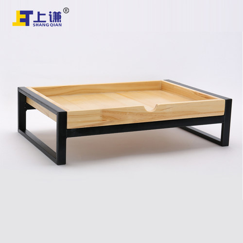 上谦松木盘铁架组合糕点西饼蛋糕面包房烘焙展柜陈列软装陈设