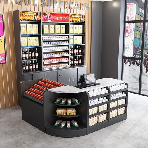 超市收银台文具店吧台水果店零食店便利店收银台烟酒柜组合烟柜台