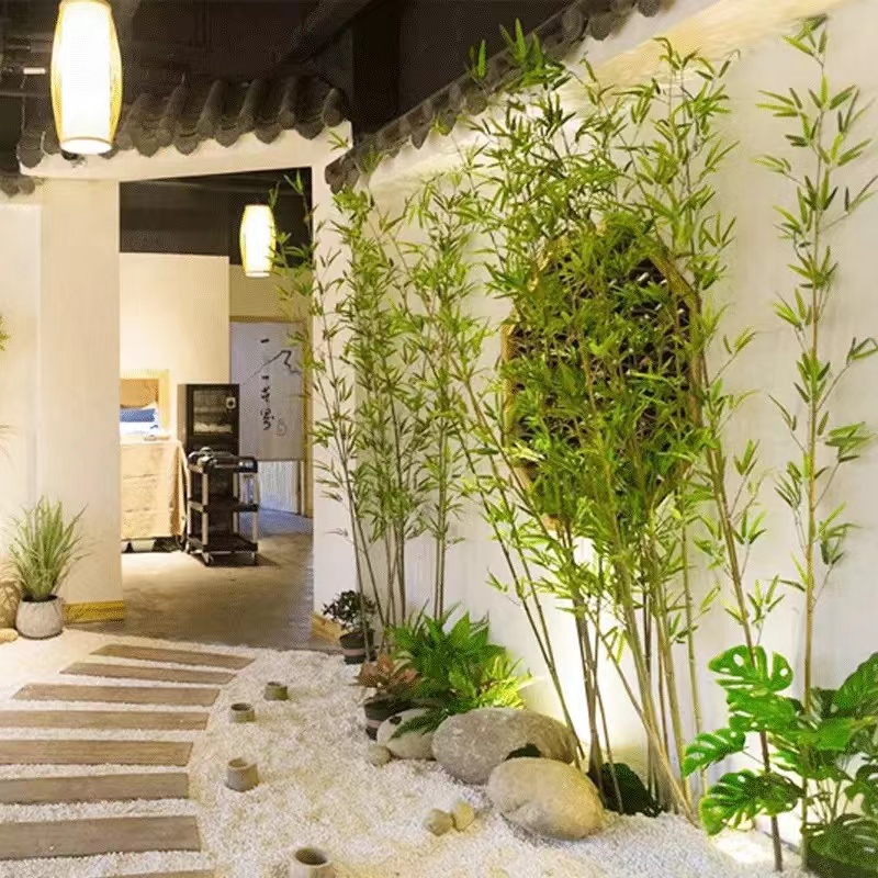 仿真竹子室内外装饰隔断屏风阳台庭院酒店造景绿植物景观竹装饰竹