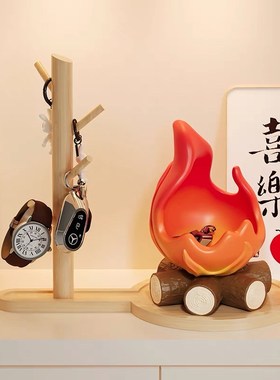 柴火小火苗摆件装饰品客厅u桌面钥匙收纳置物托盘入户玄关乔迁之