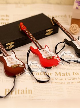 可刻字粉色木质电吉他模型u乐器摆件汽车挂件送朋友生日圣诞节礼