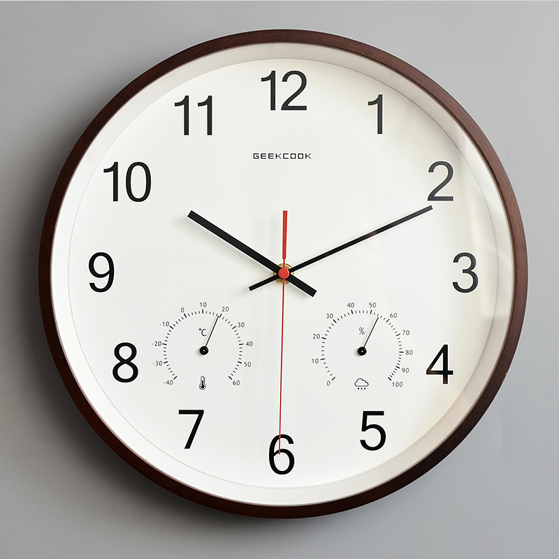 现代简约客厅挂钟超静音温湿度挂墙创意壁挂时尚家用X时钟圆形钟