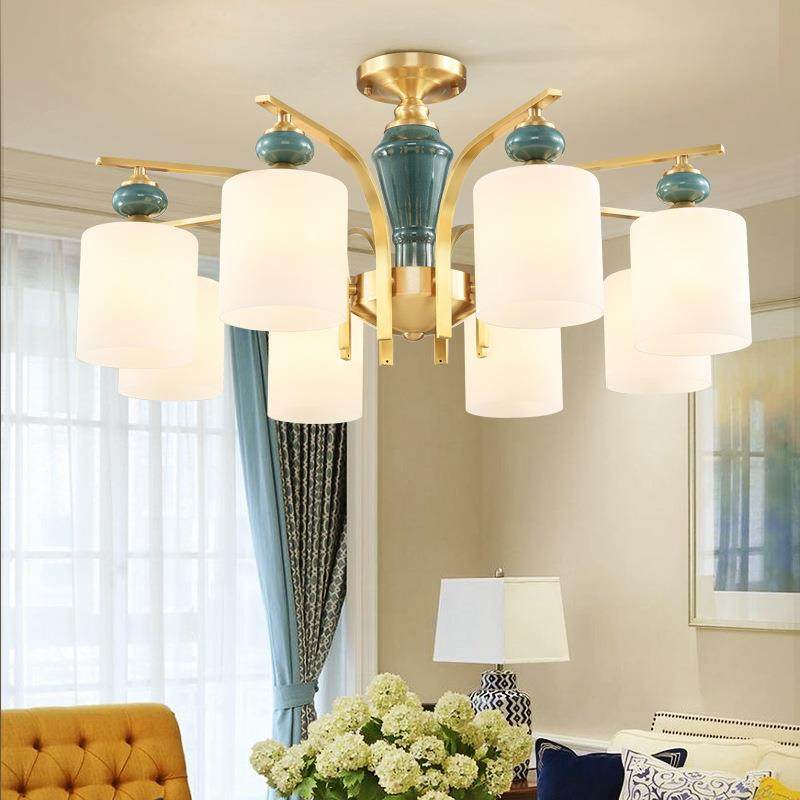 全铜美式客厅吊灯乡村田园复古简约餐厅温馨卧室吸顶铜灯具