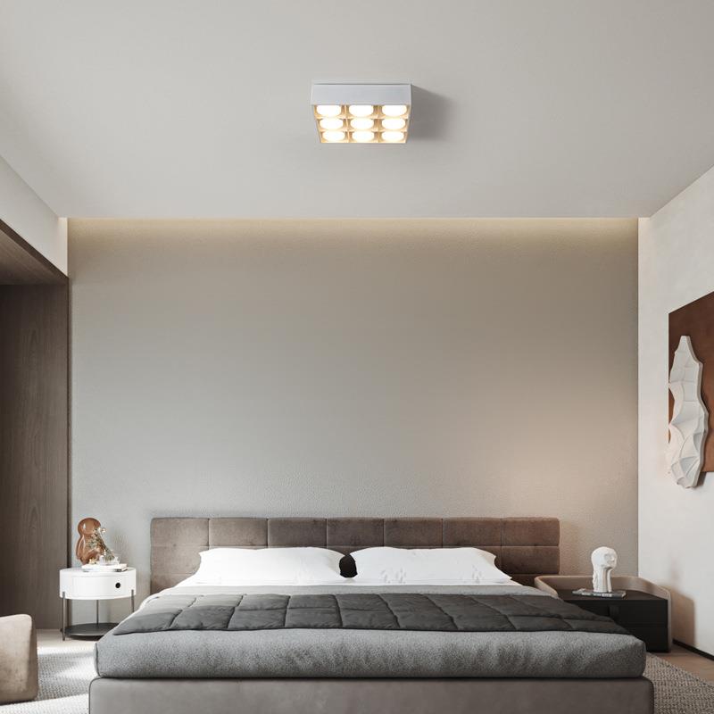 客厅无主灯照明方形斗胆灯极简吸顶格栅灯明装筒灯274led灯全光谱