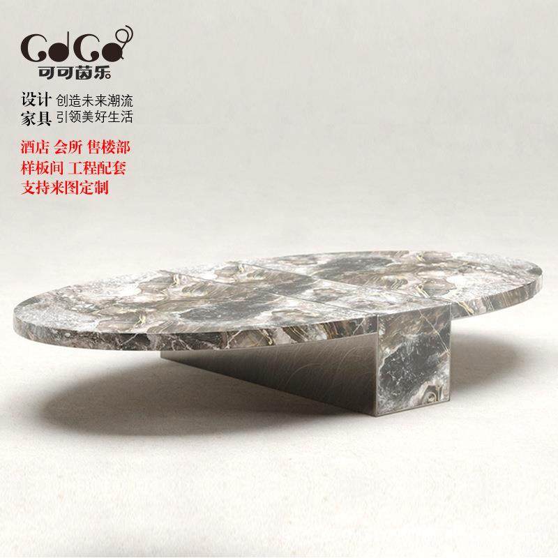 意式轻奢天然大理石茶几客厅家用设计师高档别墅北欧现代极简创意