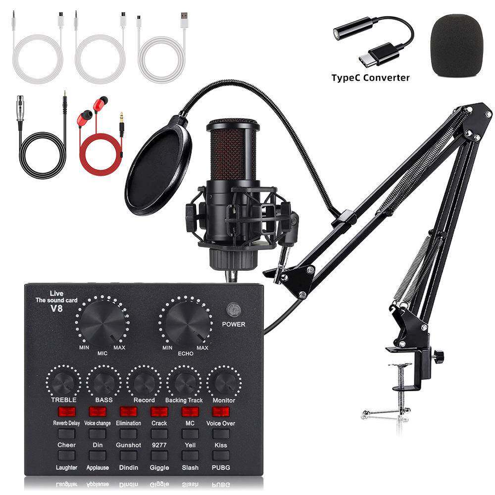 双话筒G8电容麦克风套装英文手机声卡设备直播全套v8s手机电脑