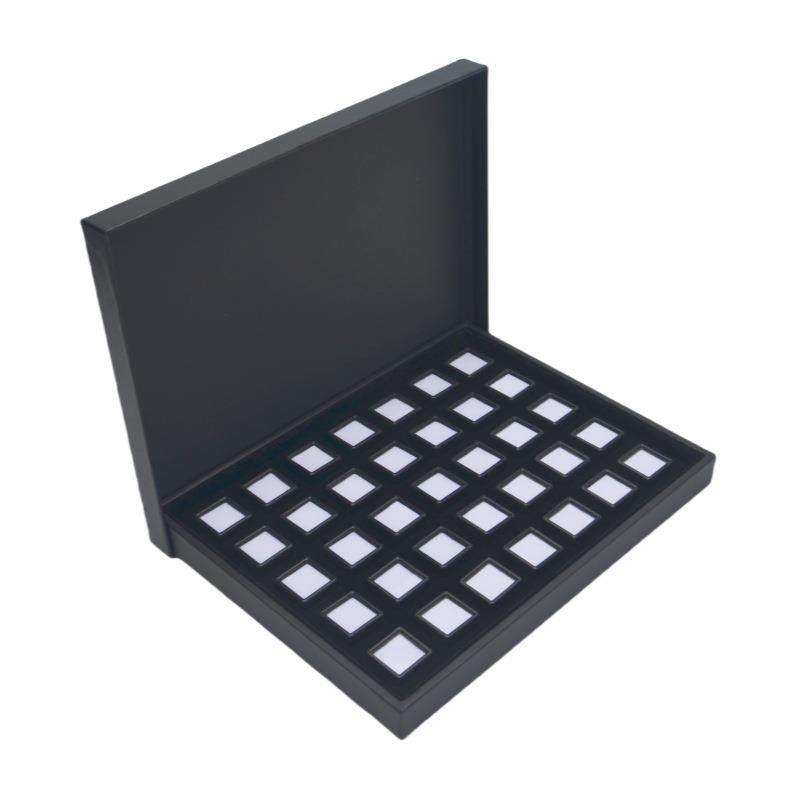 玻璃盖方形塑料珠宝裸石戒面盘展示托盘彩宝盒子宝石样品首饰收纳