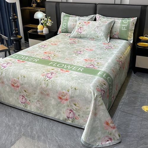 凉席冰丝席三件套夏季可机洗可折叠防滑家用宿舍空调软席子提花款