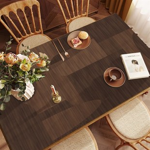 仿木纹黑胡桃色餐桌垫原木风高级感防烫茶几桌面保护防水防油桌布