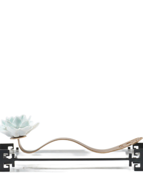 新中式创意铁艺荷花亚克力底座摆件客厅家居饰品电视柜工艺品摆设