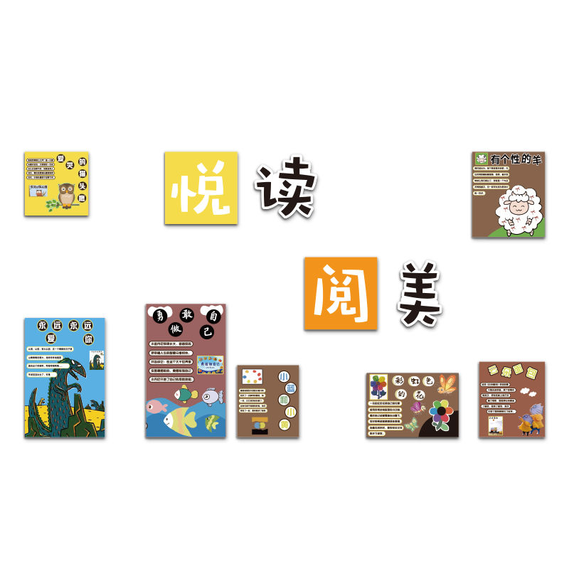 幼儿园教室班级图书角布置阅读区文化墙贴纸画绘本馆阅览环创装饰