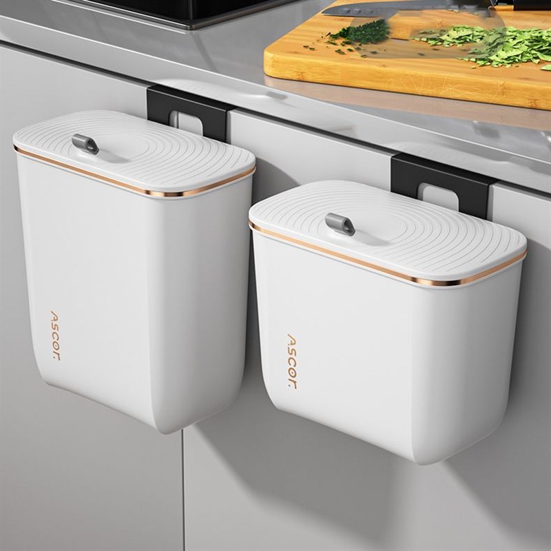 厨房拉垃圾桶可壁挂免打孔家用带盖橱柜柜门窄缝大容量厨余收纳盒
