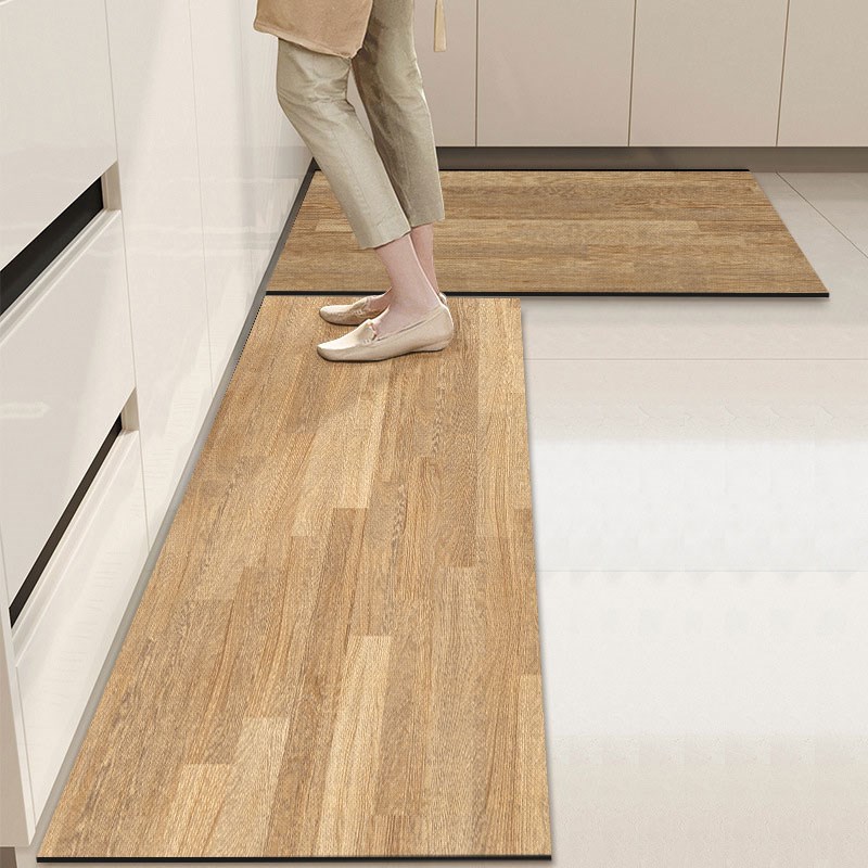 仿木纹厨房专用长条地垫门口硅藻泥吸水吸油脚垫防滑耐脏pvc垫子