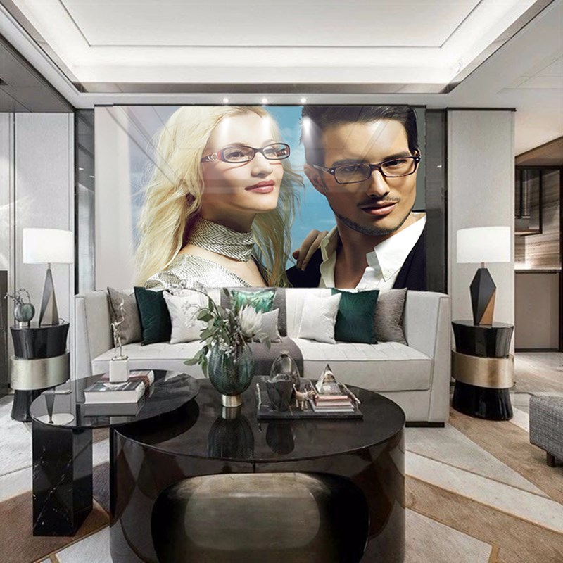 眼镜店背景墙装饰时尚壁纸墙纸贴画形象广告海报宣传墙贴墙面贴纸