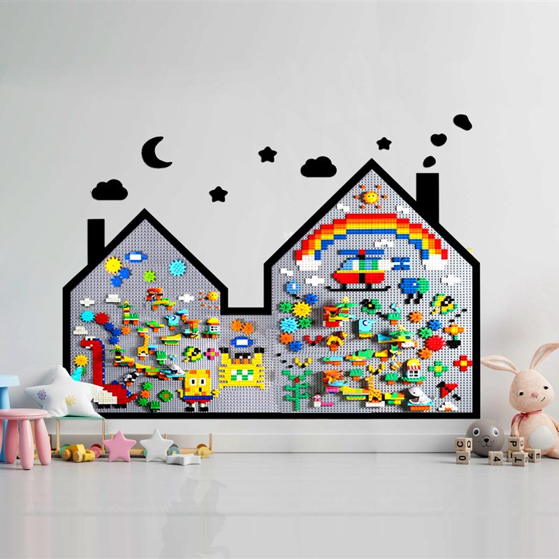 大颗粒兼容樂高积木墙黑板墙二合一DIY拼装益智玩具家用儿童幼儿