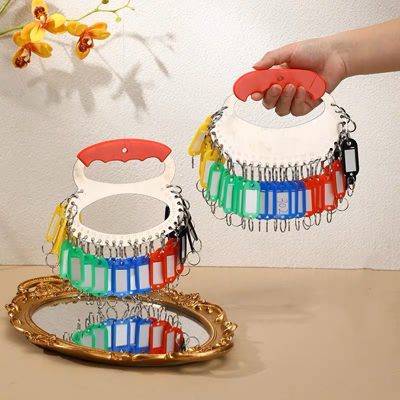 不锈钢钥匙盘大容量钥匙板串房东分类钥匙管理亚克力圈环扣可标记