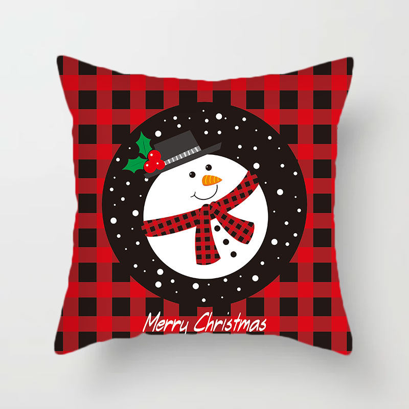 圣诞格子节日抱枕红色装饰现款简约沙发靠背靠枕北欧护腰新款