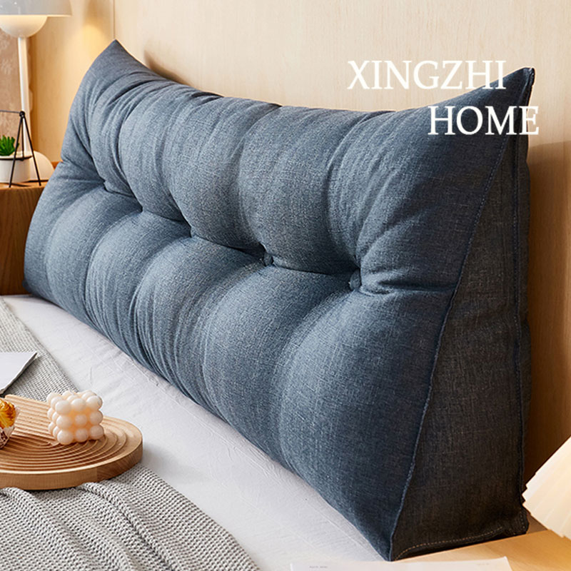 星致家居简约仿亚麻床头靠垫靠枕大靠背可拆洗床上榻榻米软包深蓝