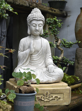 户外花园装饰庭院别墅阳台布置造景复古做旧招财禅意佛像落地摆件
