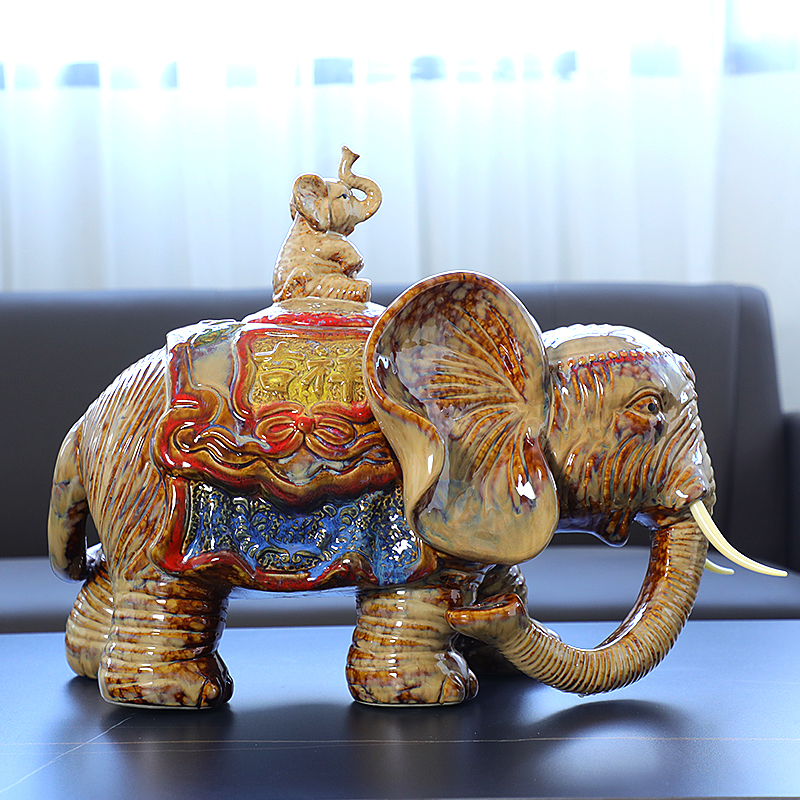 陶瓷大象玄关客厅招财领导办公室高端大气上档次乔迁新居摆件礼品