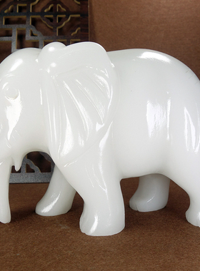天然白玉吸水象摆件招财聚财玉石大象客厅酒柜店铺开业乔迁送礼品