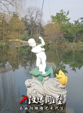 玻璃钢铸铜民俗小品钓鱼人物主题雕塑广场公园园林景观工艺雕塑