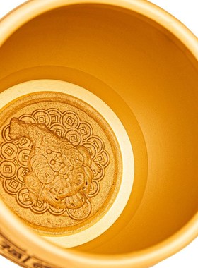 乔迁之喜装饰品仪式守财纯黄铜米缸百福招财聚财全小铜盆客厅摆件