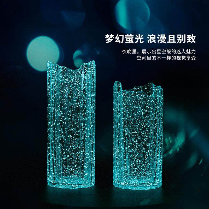 创意简约现代荧光夜光发光手工玻璃花瓶摆件家用客厅餐厅桌面插花,家居饰品,花瓶,淘宝优惠券,粉丝福利购,淘宝优惠卷