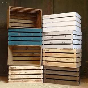 长方形大号实木箱子书刊报纸杂物整理框收纳框复古做旧装饰木箱