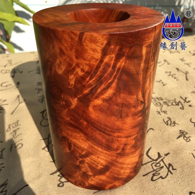 红木笔筒缅甸花梨大果紫檀水波纹笔插一物一图文房办公收纳罐摆件,文具电教/文化用品/商务用品,笔筒,淘宝优惠券,粉丝福利购,淘宝优惠卷