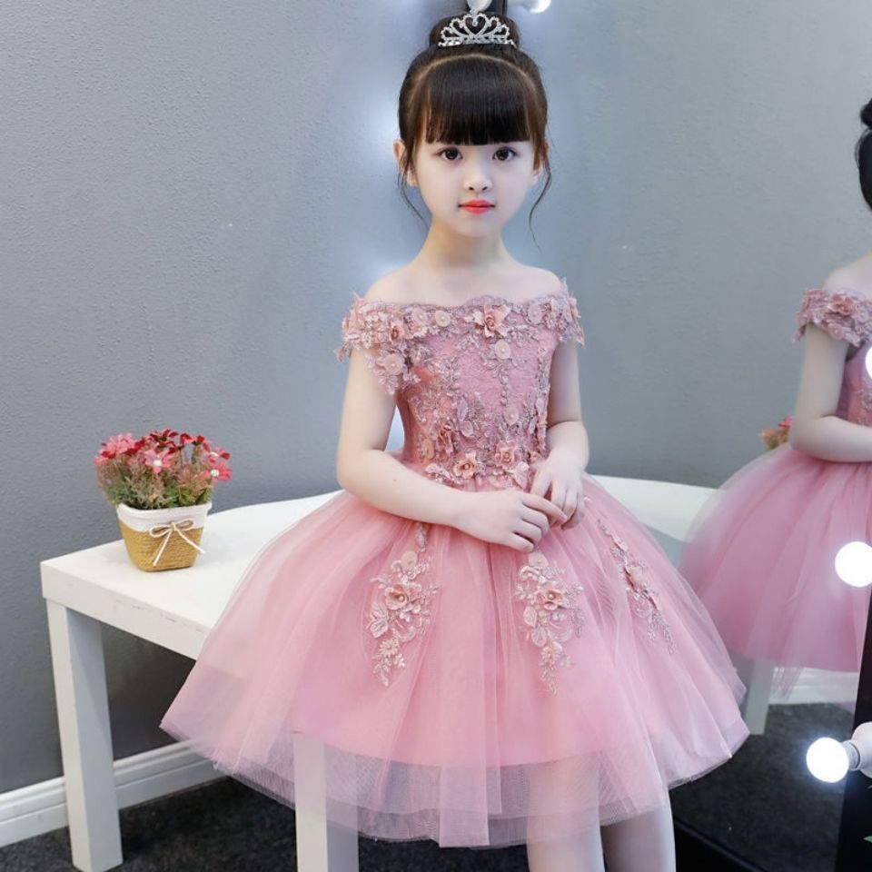 2022女童晚礼服公主裙儿童婚纱花童生日表演主持人钢琴演出服夏