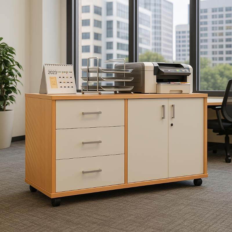 办公室文件柜木质桌下收纳柜小柜子侧边带锁矮柜抽屉柜移动置物柜
