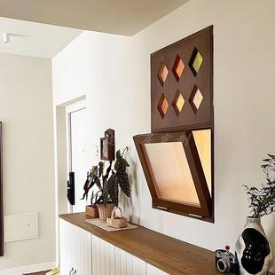 木窗实木上翻窗室内隔断窗折叠窗户中式复古格子窗无轨花格推拉窗