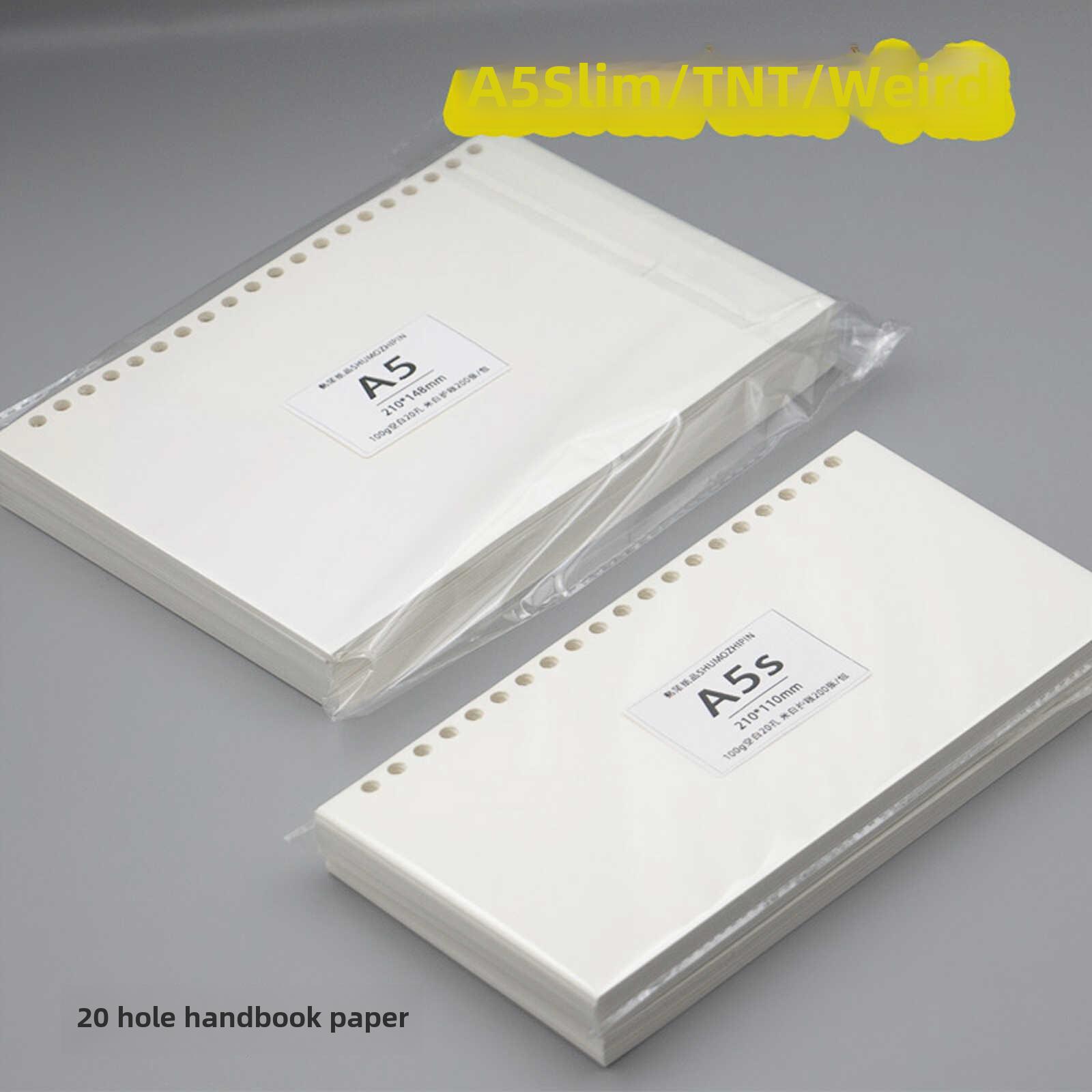 A5slim/puo空白活页纸手帐本内页方格横线点阵替芯可书写盖章tn