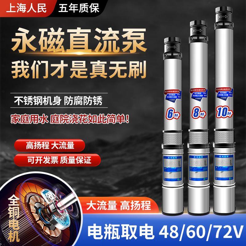 上海人民永磁无刷直流潜水泵深井电瓶车高扬程48V60V72V抽水泵