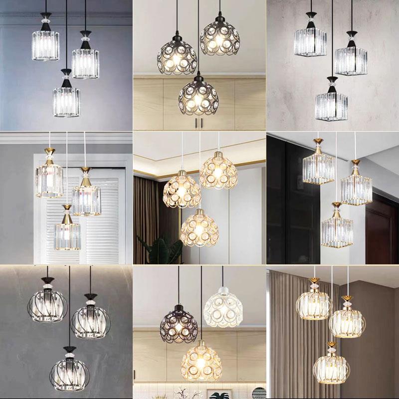 饭厅吊灯三头饭厅灯圆形现代简约家用轻奢水晶餐桌餐吊灯具新款