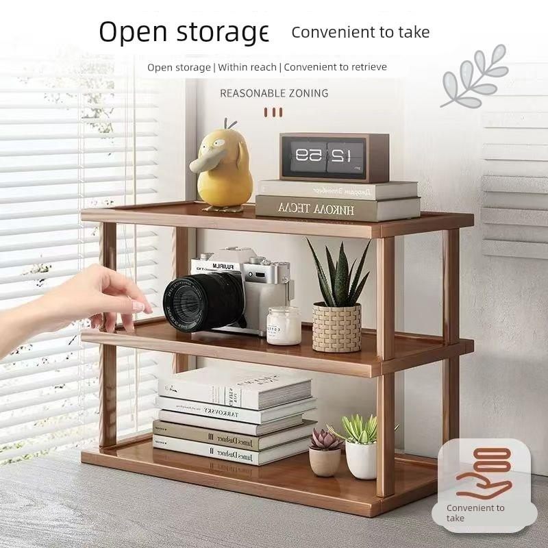 桌面储物架桌加高加厚可调储物架台面小多层竹隔板