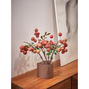 高端送人仿真寓意励志礼品花室内仿生粉红荔枝果树枝假花装饰摆件