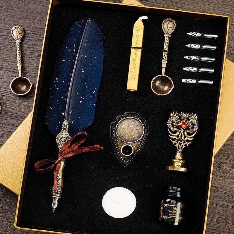 羽毛笔覆古蘸水笔英伦钢笔吸墨水沾水性笔礼盒学生送七夕节生日礼,文具电教/文化用品/商务用品,其它功能笔,淘宝优惠券,粉丝福利购,淘宝优惠卷