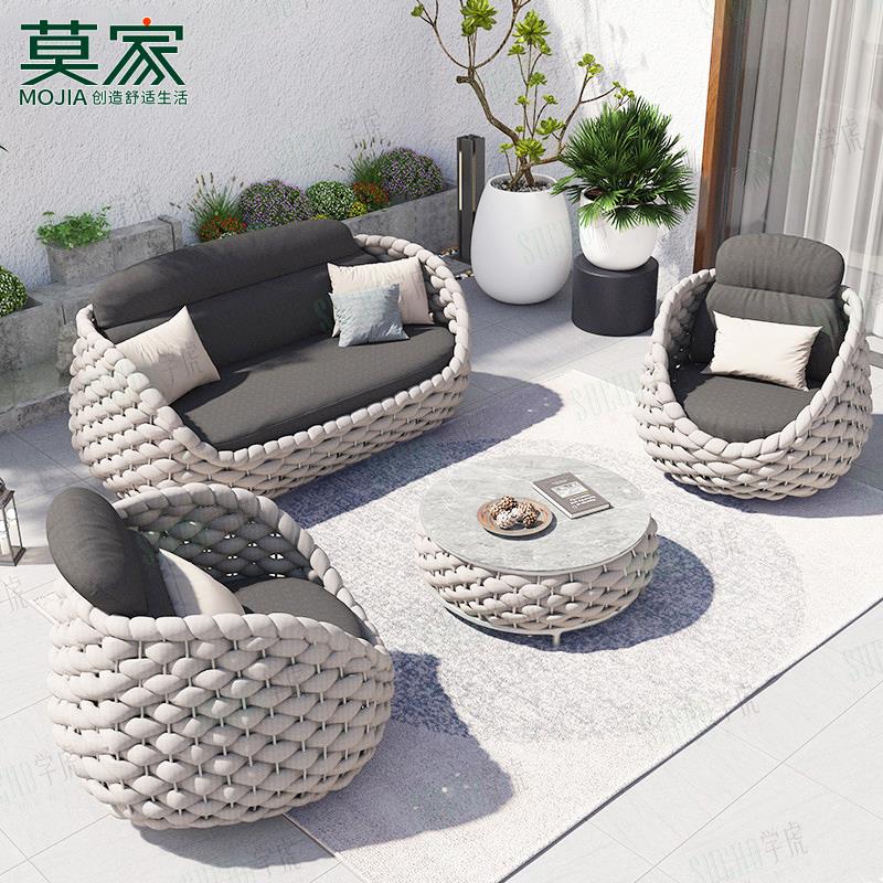 户外沙发别墅花园露台休闲沙发椅组合设计师款北欧编藤滕艺沙发