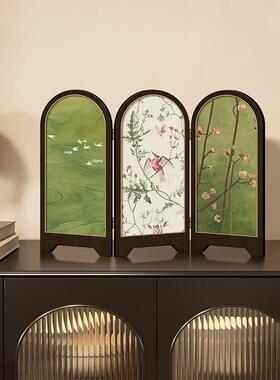 新中式青鸟屏风桌面摆件入口柜茶几家居装饰客厅绘画礼品