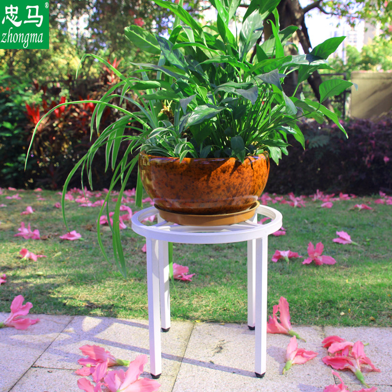 zhongma/忠马  花底座铁艺花架圆形底盘高承重花架托盘