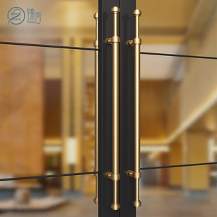 高档有框玻璃门拉手定制现代简约不锈钢黑色实木门包厢门大门把手