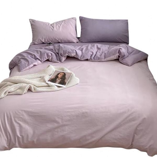 NN0I纯色四件套磨毛床上用品被套纯水洗棉学生宿舍床双人三件套