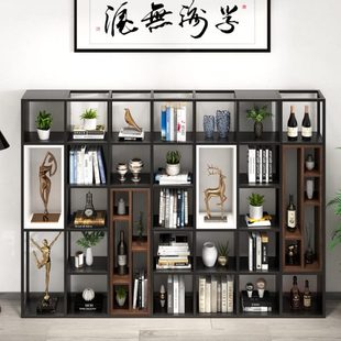 多阁书柜公室屏风架客厅铁艺隔断墙置物架储物架 厂促书架新中式