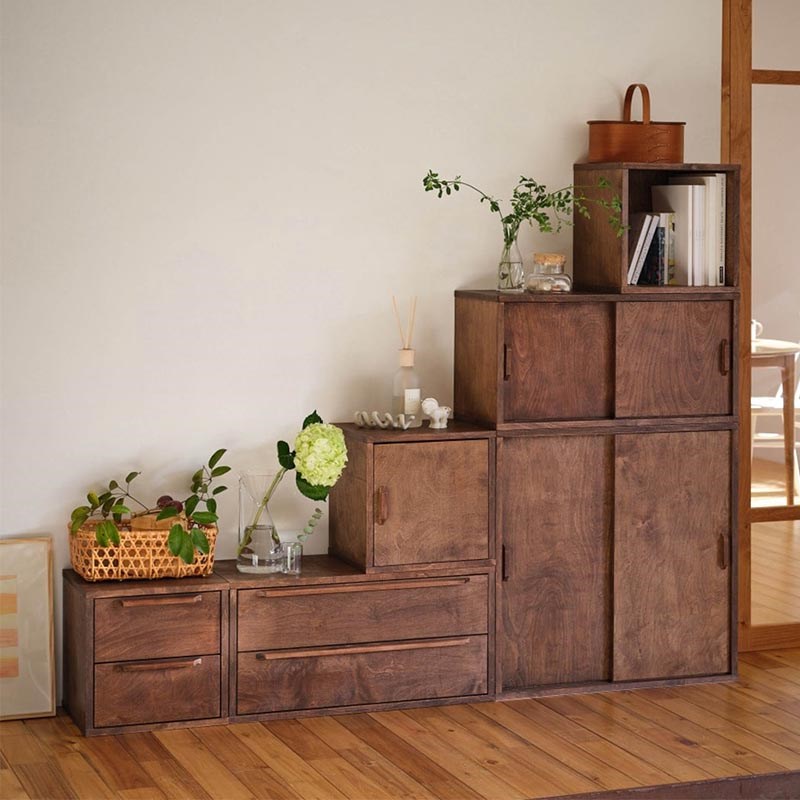 实木自由组合收纳柜多功能书柜储物F柜中式复古杂物整理柜隔断柜